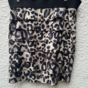Alfani Black and Cream Animal Print Mini Skirt